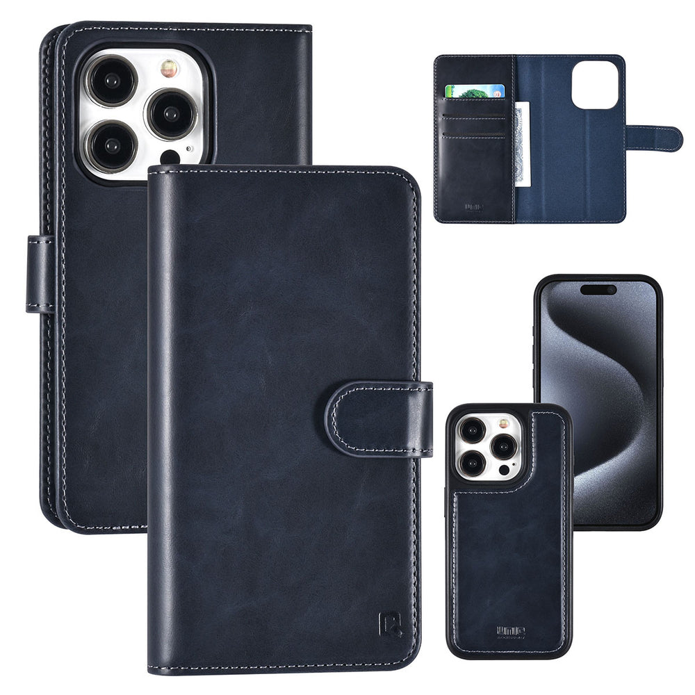 UNIQ Accessory iPhone 15 Pro Book Case hoesje Pasjeshouder - Blauw-Hoesjes-Ilumina Benelux