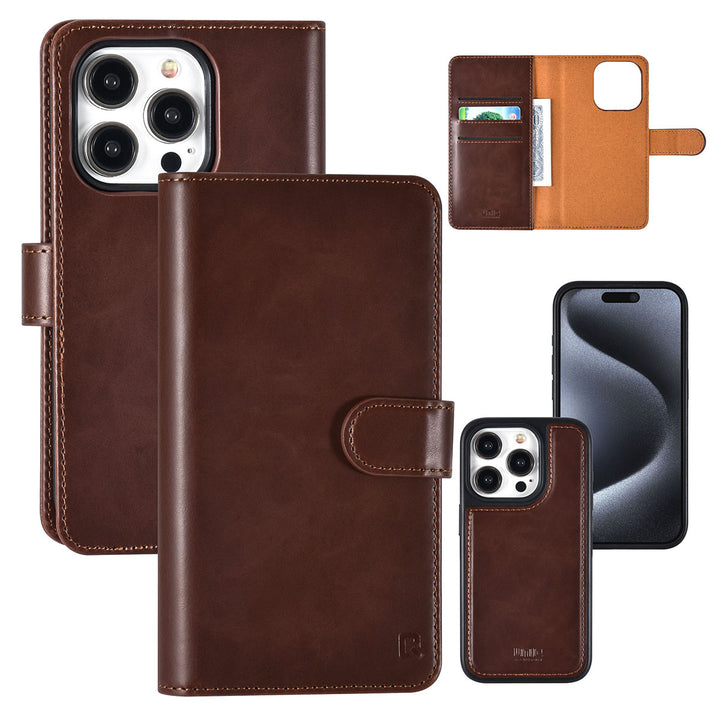 UNIQ Accessory iPhone 15 Pro Book Case hoesje Pasjeshouder - Bruin-Hoesjes-Ilumina Benelux