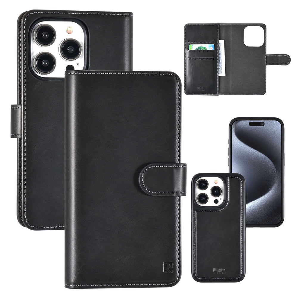 UNIQ Accessory iPhone 15 Pro Book Case hoesje Pasjeshouder - Zwart-Hoesjes-Ilumina Benelux