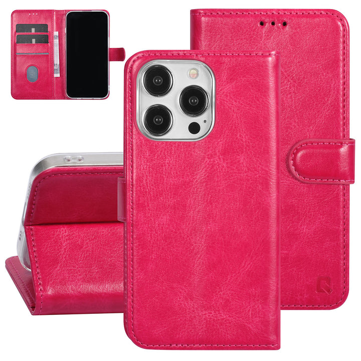 UNIQ Accessory iPhone 15 Pro Book Case hoesje - Pasjeshouder voor 3 pasjes - Magneetsluiting - Hanger - Felroze-Hoesjes-Ilumina Benelux