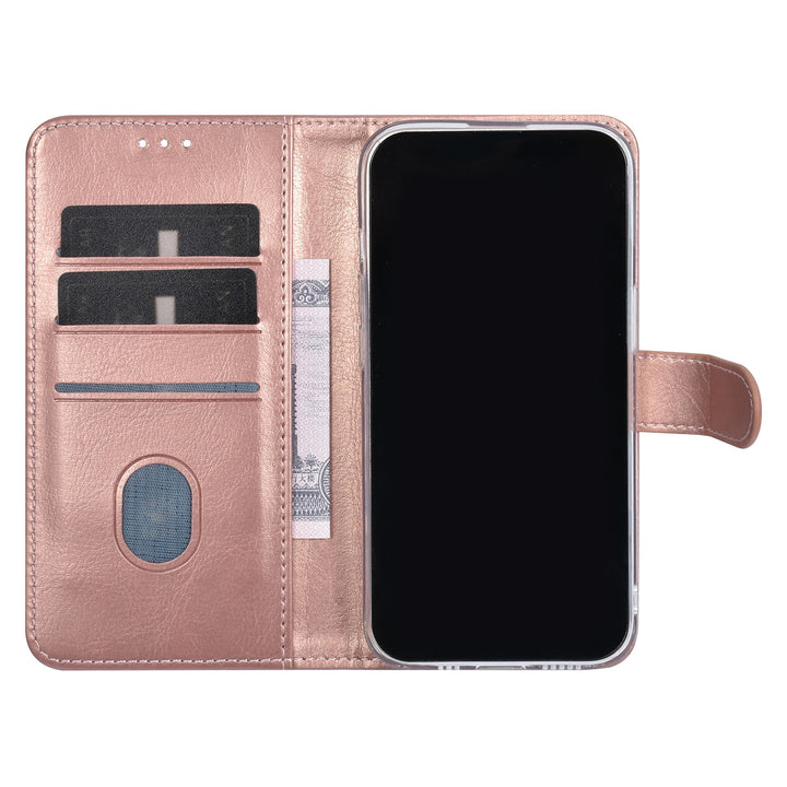UNIQ Accessory iPhone 15 Pro Book Case hoesje - Pasjeshouder voor 3 pasjes - Magneetsluiting - Hanger - Rose Gold-Hoesjes-Ilumina Benelux