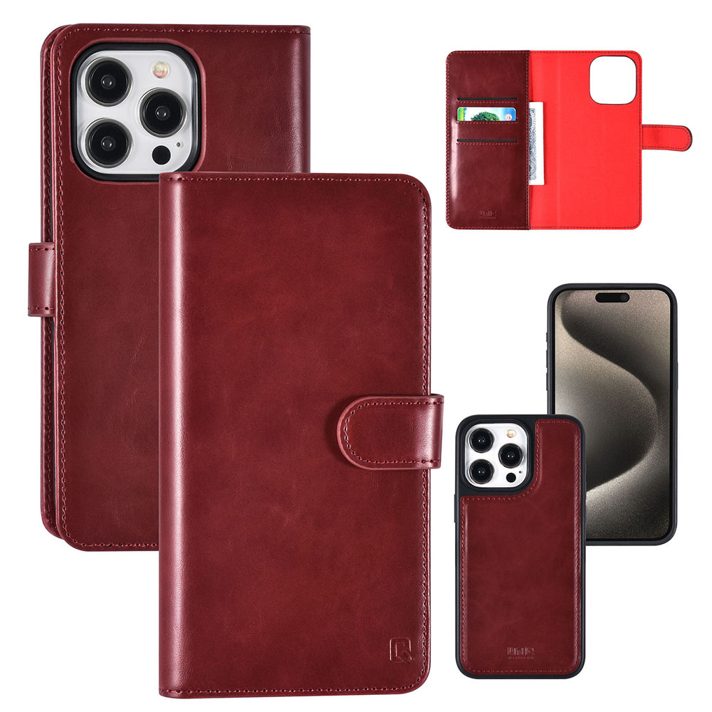 UNIQ Accessory iPhone 15 Pro Max Book Case hoesje Pasjeshouder - Rood-Hoesjes-Ilumina Benelux