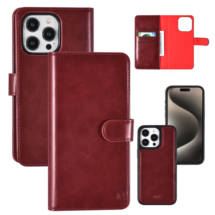 UNIQ Accessory iPhone 15 Pro Max Book Case hoesje Pasjeshouder - Rood-Hoesjes-Ilumina Benelux