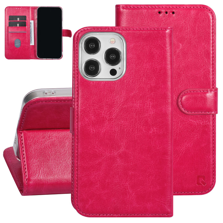 UNIQ Accessory iPhone 15 Pro Max Book Case hoesje - Pasjeshouder voor 3 pasjes - Magneetsluiting - Hanger - Felroze-Hoesjes-Ilumina Benelux