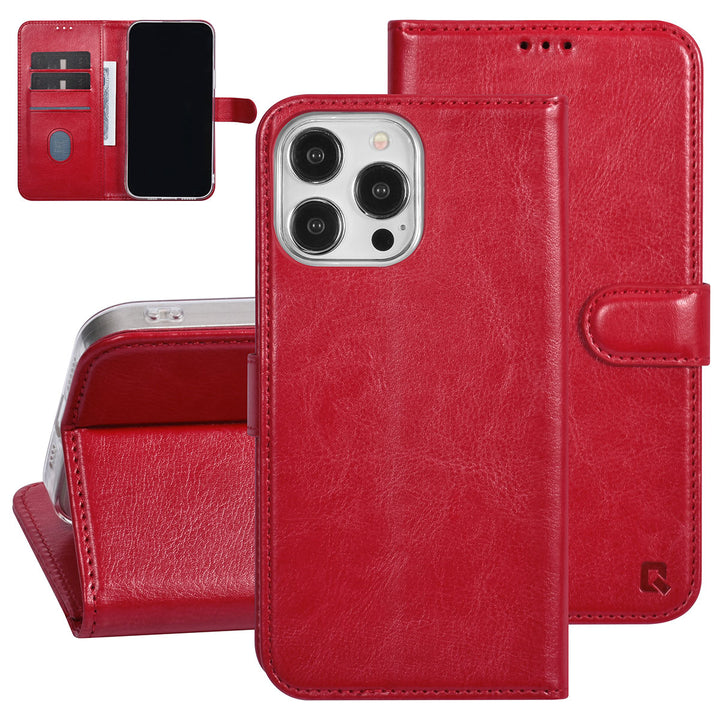 UNIQ Accessory iPhone 15 Pro Max Book Case hoesje - Pasjeshouder voor 3 pasjes - Magneetsluiting - Hanger - Rood-Hoesjes-Ilumina Benelux