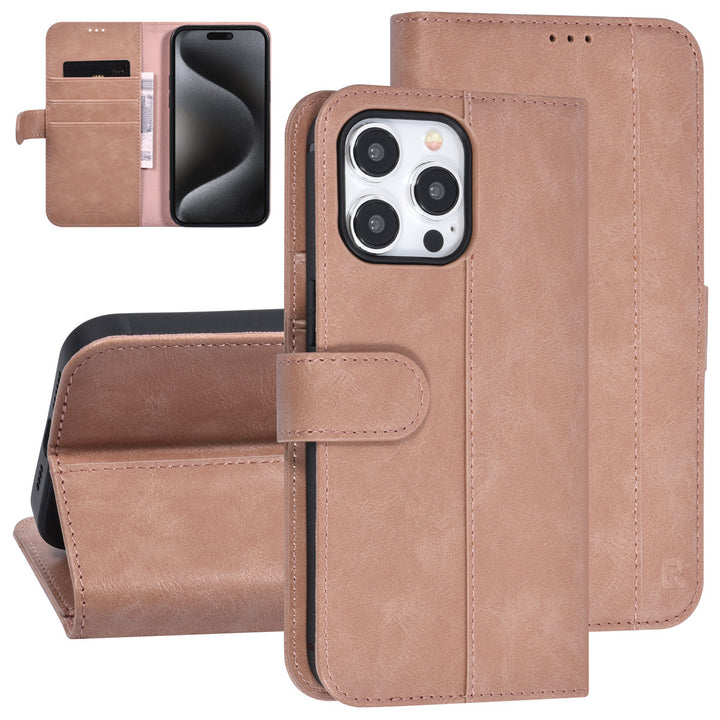 UNIQ Accessory iPhone 15 Pro Max Book Case hoesje - Pasjeshouder voor 3 pasjes - Magneetsluiting - Rose Gold-Hoesjes-Ilumina Benelux