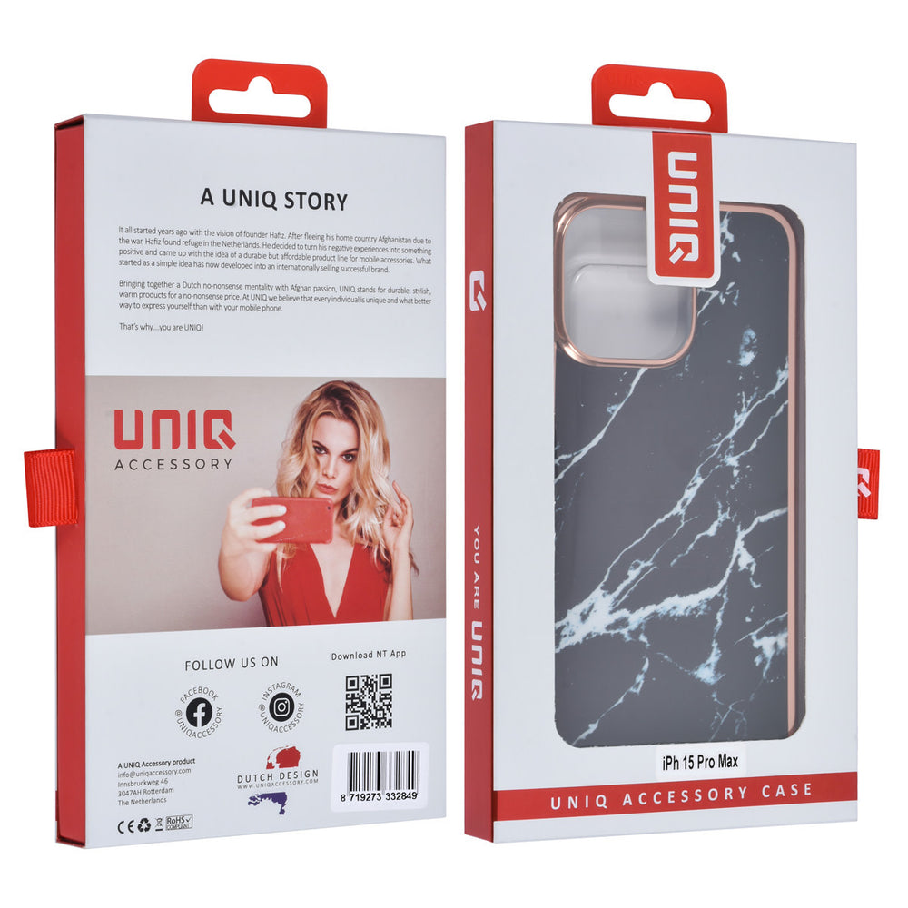 UNIQ Accessory iPhone 15 Pro Max TPU Back Cover hoesje - Marble Black-Hoesjes-Ilumina Benelux