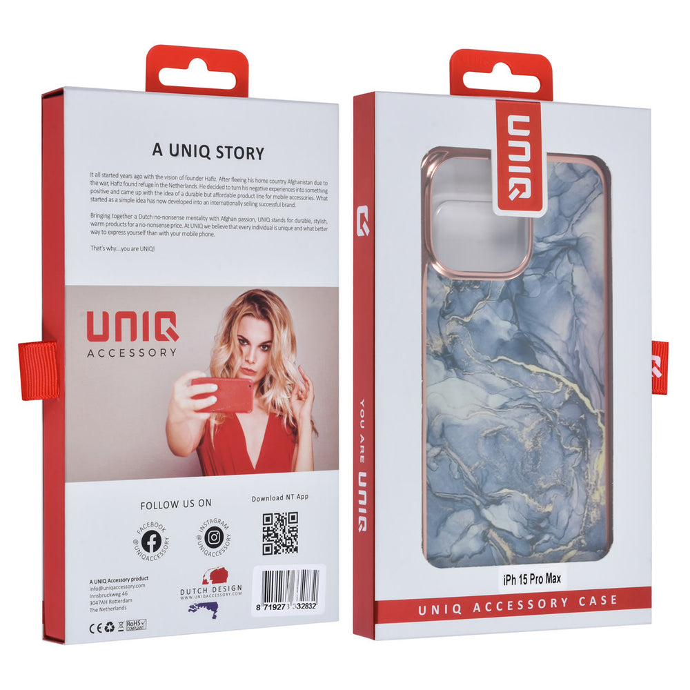 UNIQ Accessory iPhone 15 Pro Max TPU Back Cover hoesje - Marble Grey-Hoesjes-Ilumina Benelux