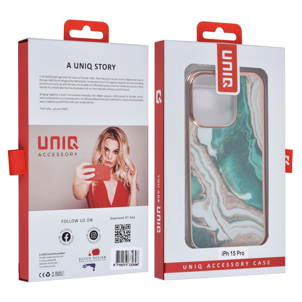 UNIQ Accessory iPhone 15 Pro TPU Back Cover hoesje - Marble Green-Hoesjes-Ilumina Benelux