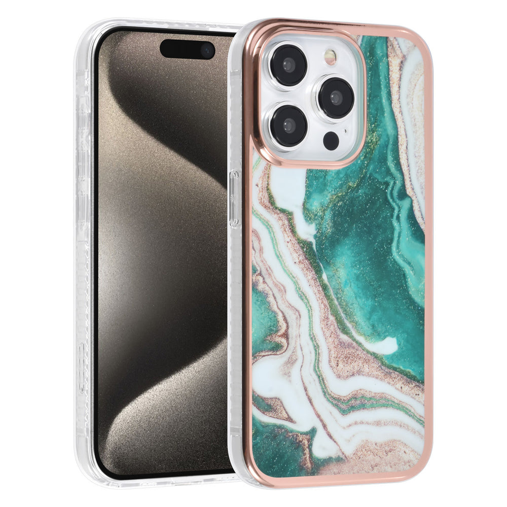 UNIQ Accessory iPhone 15 Pro TPU Back Cover hoesje - Marble Green-Hoesjes-Ilumina Benelux