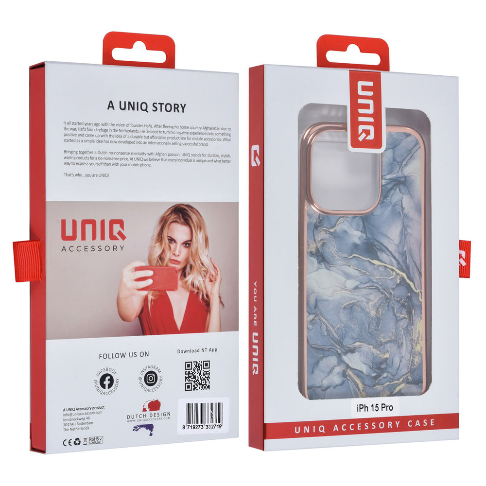 UNIQ Accessory iPhone 15 Pro TPU Back Cover hoesje - Marble Grey-Hoesjes-Ilumina Benelux