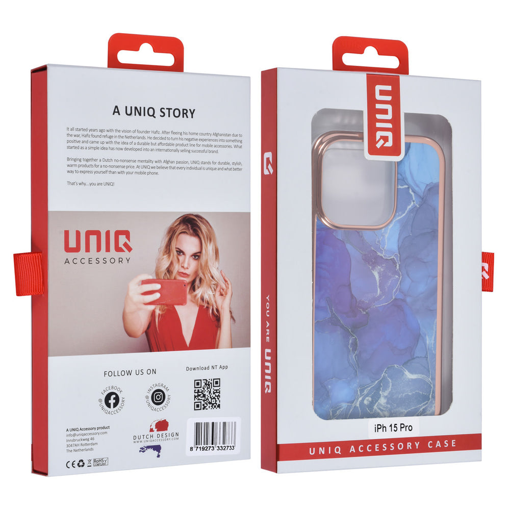 UNIQ Accessory iPhone 15 Pro TPU Back Cover hoesje - Marble Purple-Hoesjes-Ilumina Benelux