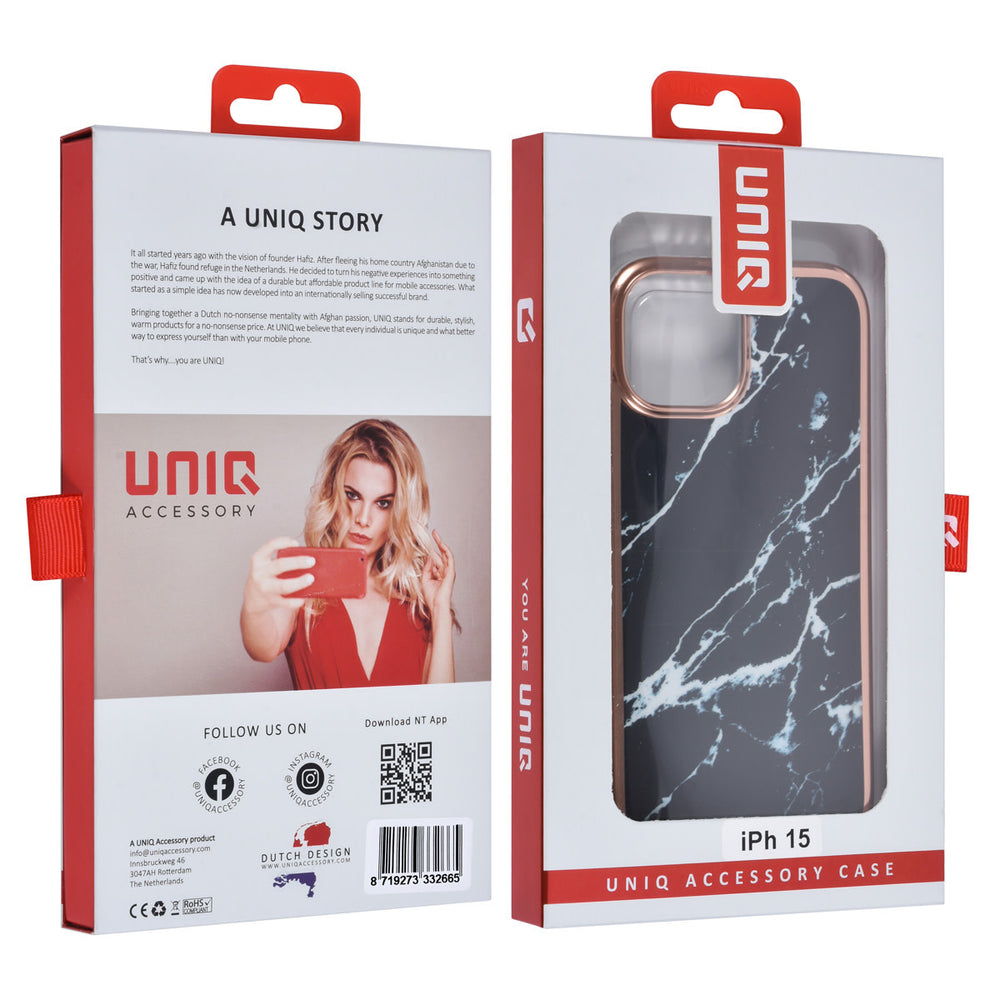 UNIQ Accessory iPhone 15 TPU Back Cover hoesje - Marble Black-Hoesjes-Ilumina Benelux