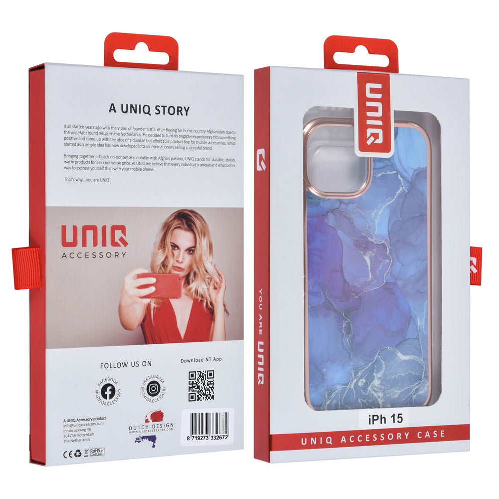 UNIQ Accessory iPhone 15 TPU Back Cover hoesje - Marble Purple-Hoesjes-Ilumina Benelux