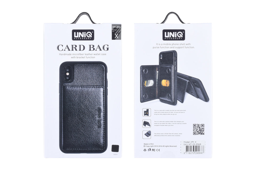 UNIQ Accessory iPhone X Kunstleer Backcover hoesje - Zwart-Hoesjes-Ilumina Benelux