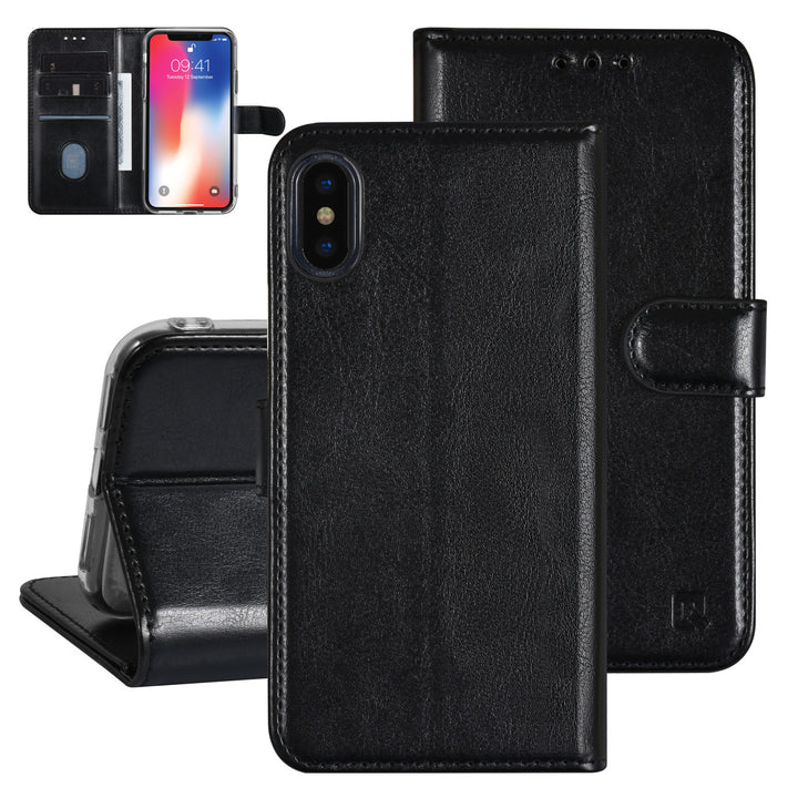 UNIQ Accessory iPhone X-Xs Book Case hoesje - Pasjeshouder voor 3 pasjes - Magneetsluiting - Hanger - Zwart-Hoesjes-Ilumina Benelux