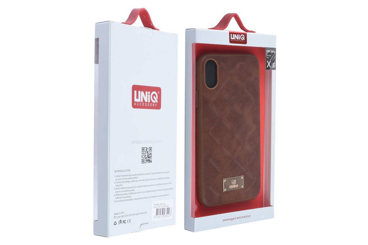 UNIQ Accessory iPhone Xs Kunstleer Hard Case Back cover - Bruin-Hoesjes-Ilumina Benelux