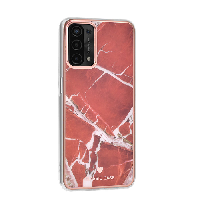 UNIQ Classic Case Oppo A54 5G & A74 5G TPU Backcover hoesje - Marble Red-Hoesjes-Ilumina Benelux