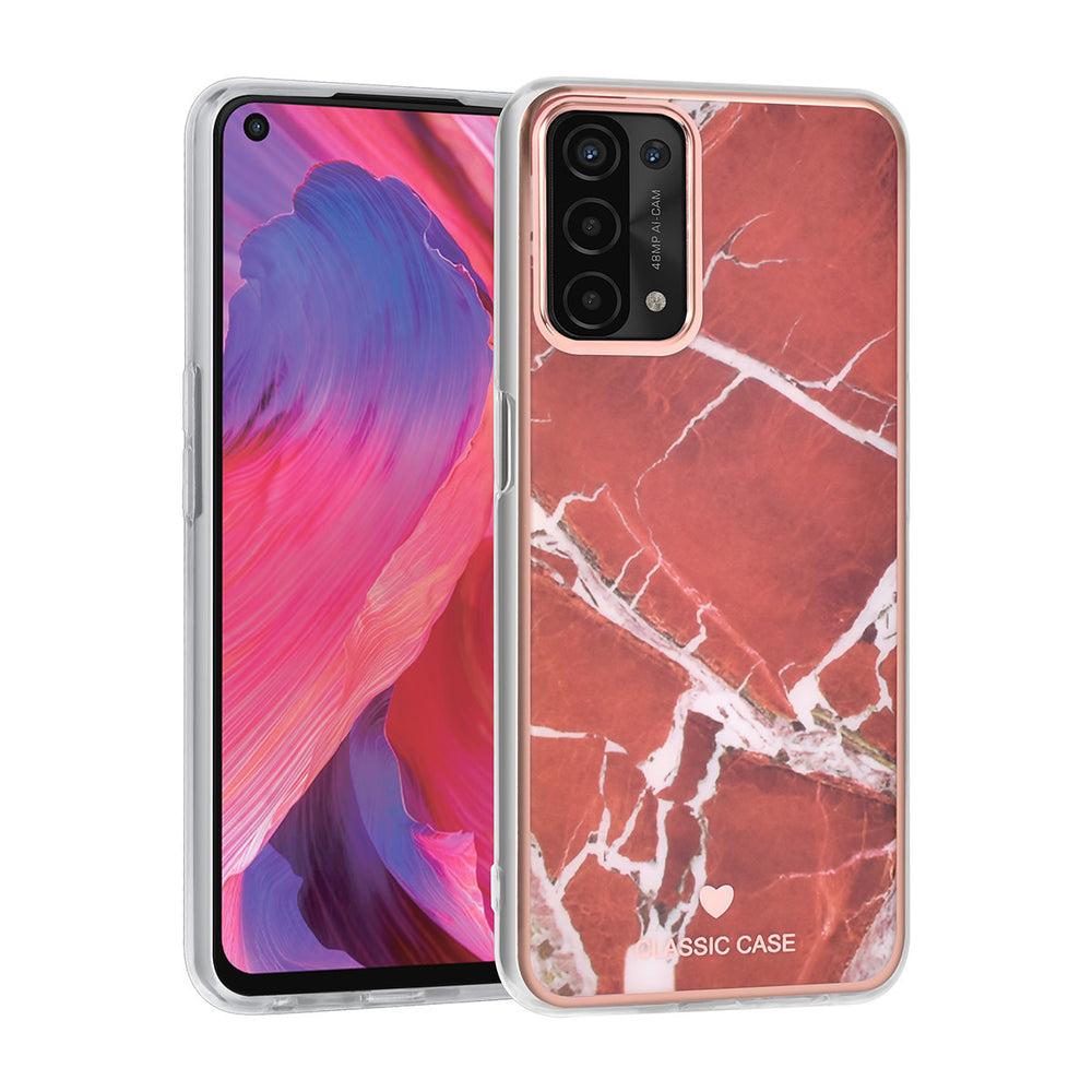 UNIQ Classic Case Oppo A54 5G & A74 5G TPU Backcover hoesje - Marble Red-Hoesjes-Ilumina Benelux
