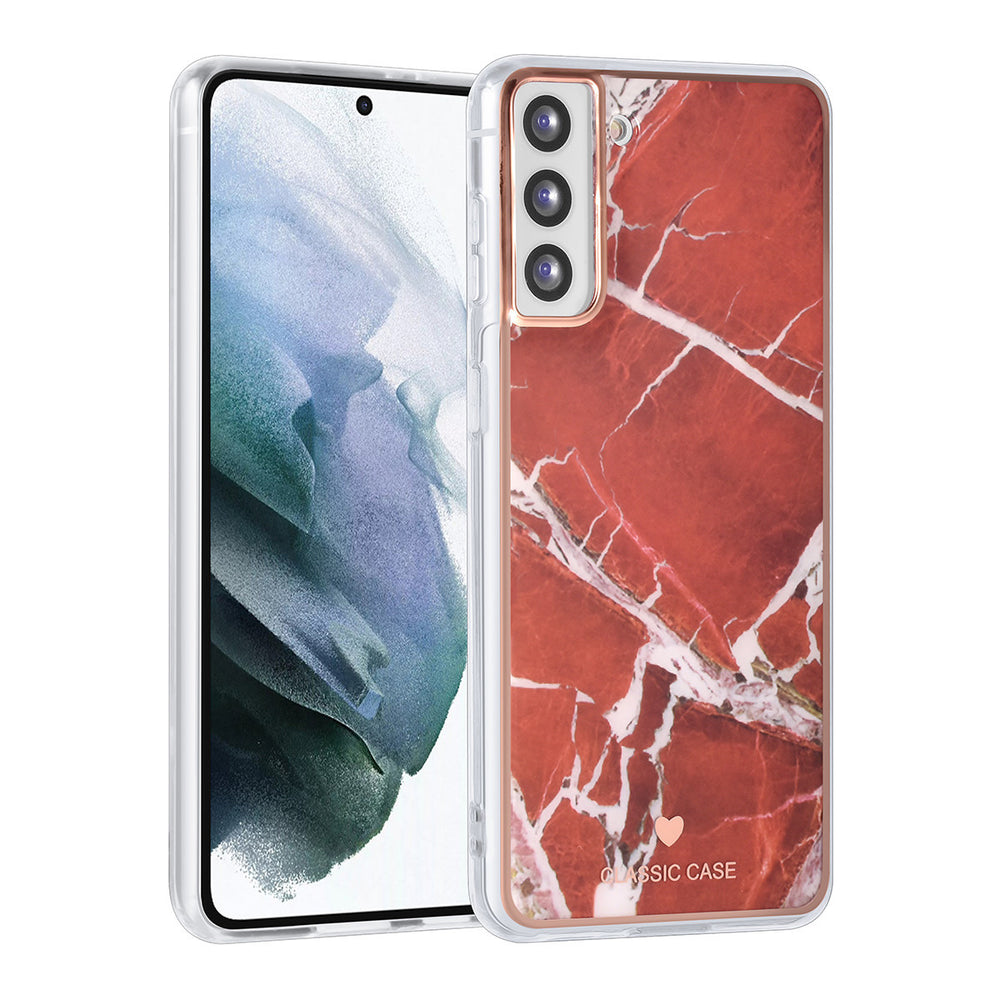 UNIQ Classic Case Samsung Galaxy S21 Plus TPU Backcover hoesje - Marble Red-Hoesjes-Ilumina Benelux