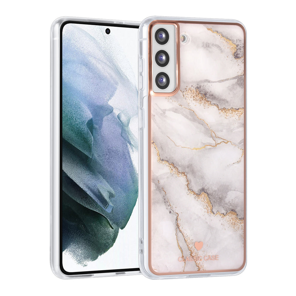 UNIQ Classic Case Samsung Galaxy S21 Plus TPU Backcover hoesje - Marble White-Hoesjes-Ilumina Benelux
