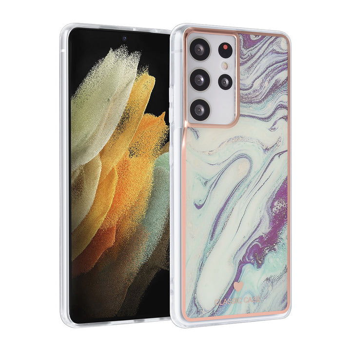 UNIQ Classic Case Samsung Galaxy S21 Ultra TPU Backcover hoesje - Marble Aquamarine-Hoesjes-Ilumina Benelux