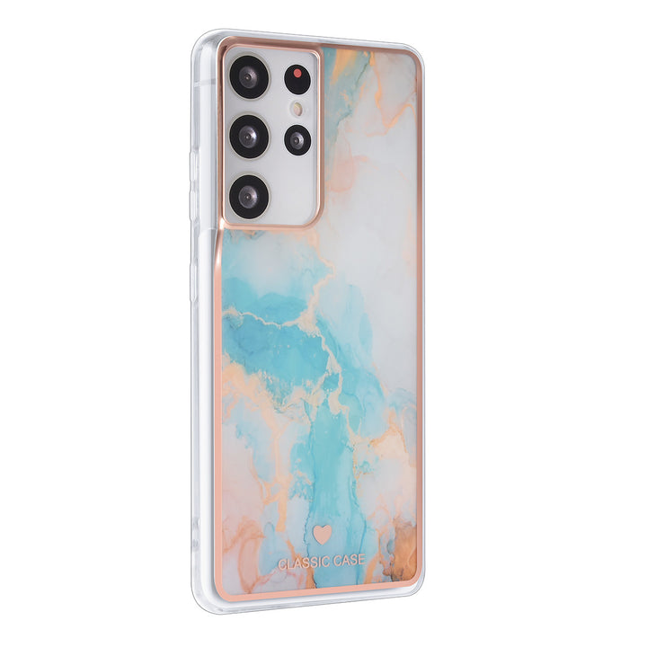 UNIQ Classic Case Samsung Galaxy S21 Ultra TPU Backcover hoesje - Marble Blue-Hoesjes-Ilumina Benelux