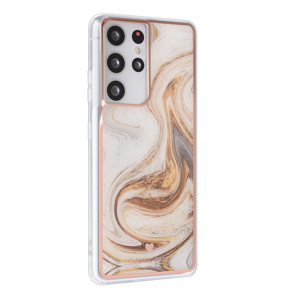 UNIQ Classic Case Samsung Galaxy S21 Ultra TPU Backcover hoesje - Marble Brown-Hoesjes-Ilumina Benelux