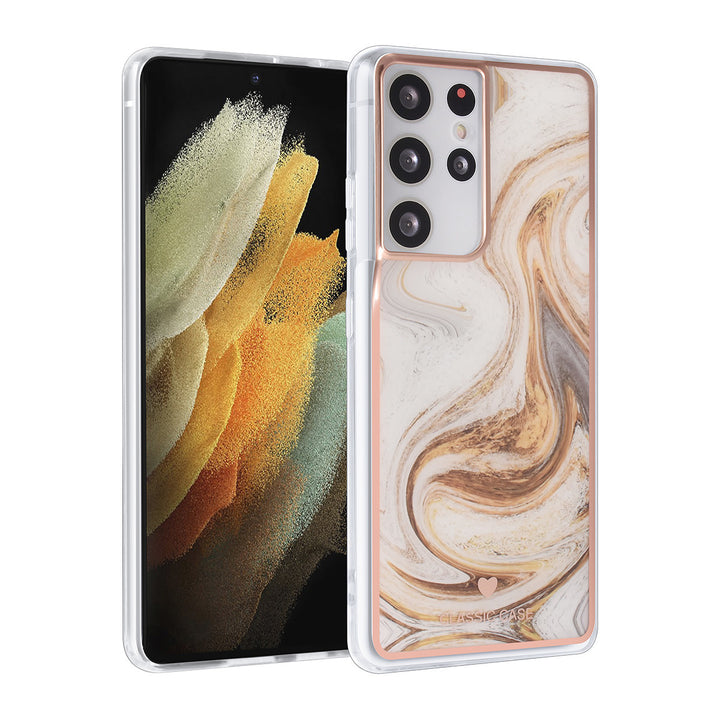 UNIQ Classic Case Samsung Galaxy S21 Ultra TPU Backcover hoesje - Marble Brown-Hoesjes-Ilumina Benelux
