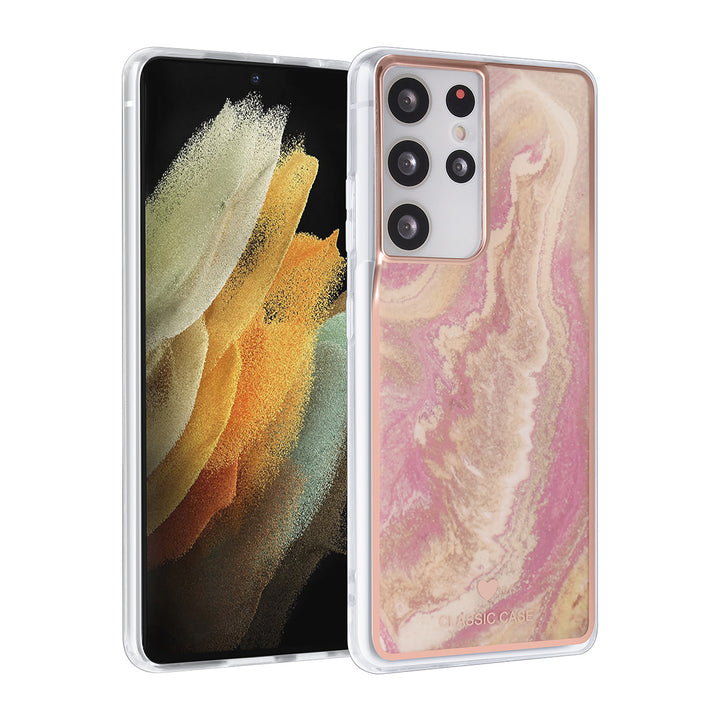 UNIQ Classic Case Samsung Galaxy S21 Ultra TPU Backcover hoesje - Marble Pink-Hoesjes-Ilumina Benelux