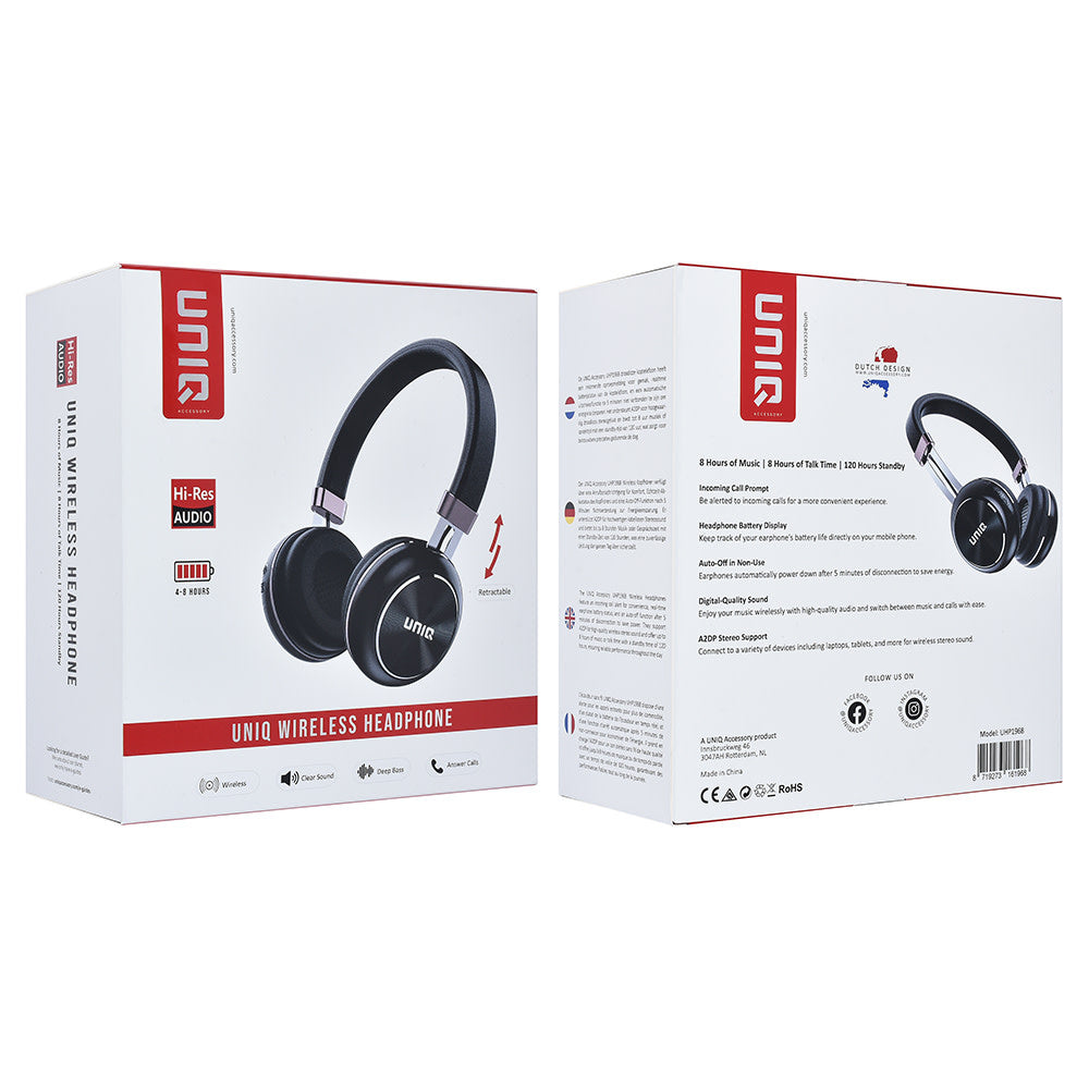 UNIQ Wireless Koptelefoon Deep Bass - Round Shape - Zwart-Koptelefoon-Ilumina Benelux