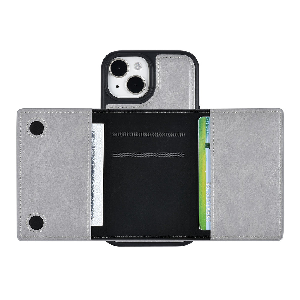 UNIQAccessory iPhone 15 Backcover hoesje met afneembare Pasjeshouder - Grijs-Hoesjes-Ilumina Benelux