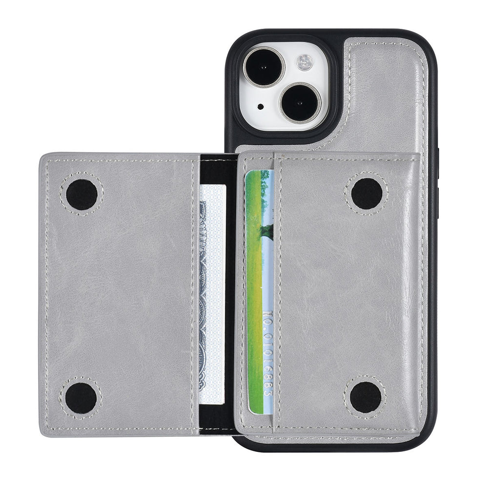 UNIQAccessory iPhone 15 Backcover hoesje met afneembare Pasjeshouder - Grijs-Hoesjes-Ilumina Benelux