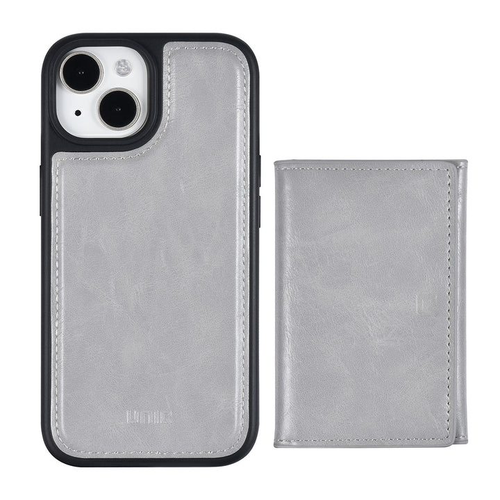 UNIQAccessory iPhone 15 Backcover hoesje met afneembare Pasjeshouder - Grijs-Hoesjes-Ilumina Benelux