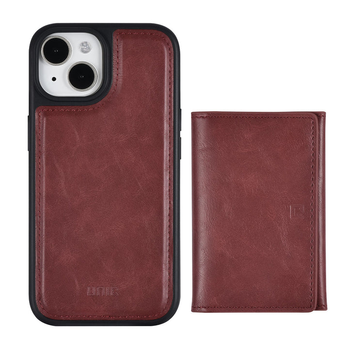 UNIQAccessory iPhone 15 Backcover hoesje met afneembare Pasjeshouder - Rood-Hoesjes-Ilumina Benelux