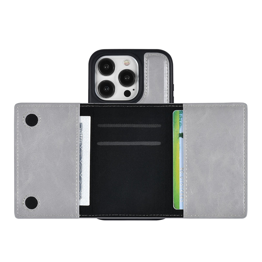 UNIQAccessory iPhone 15 Pro Backcover hoesje met afneembare Pasjeshouder - Grijs-Hoesjes-Ilumina Benelux