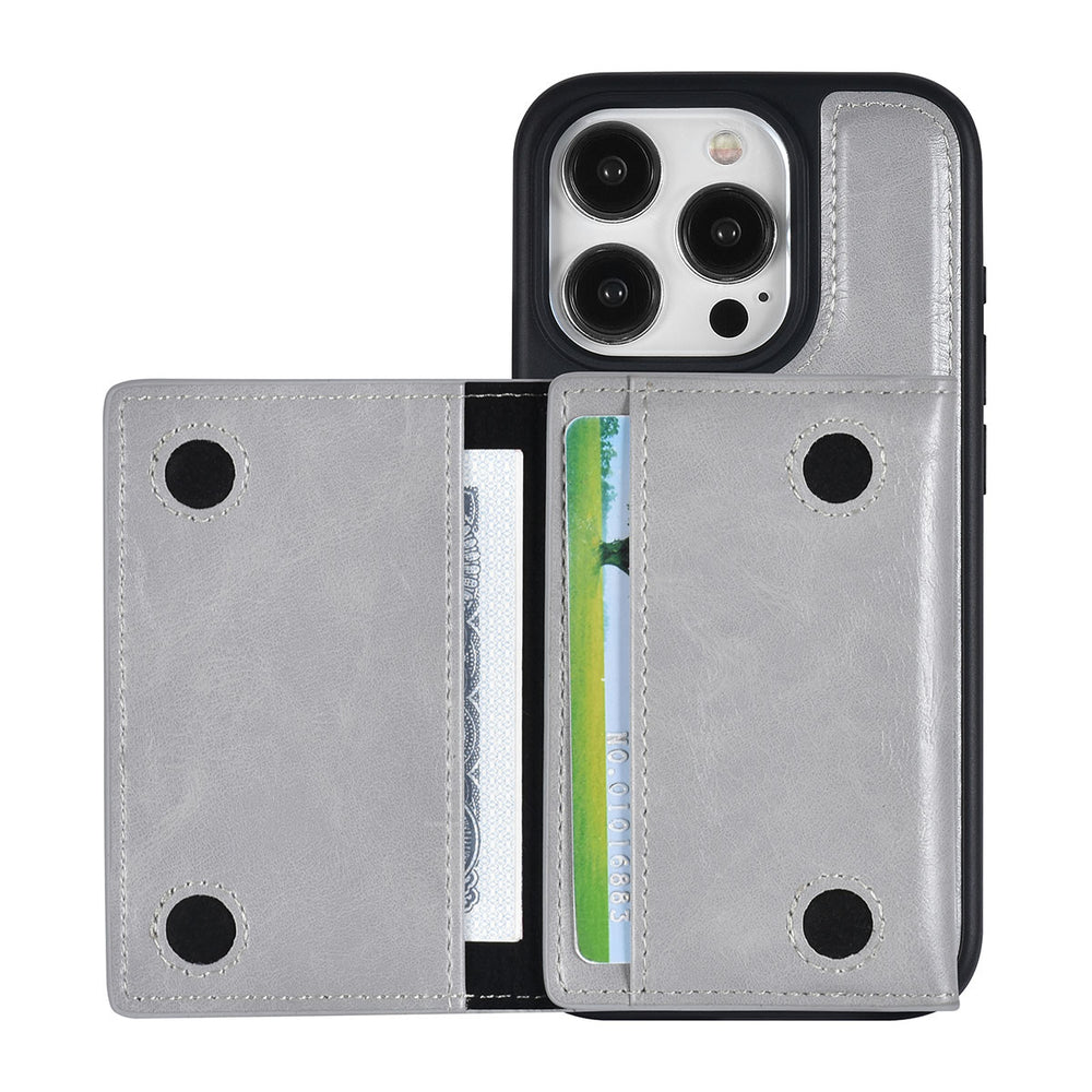 UNIQAccessory iPhone 15 Pro Backcover hoesje met afneembare Pasjeshouder - Grijs-Hoesjes-Ilumina Benelux