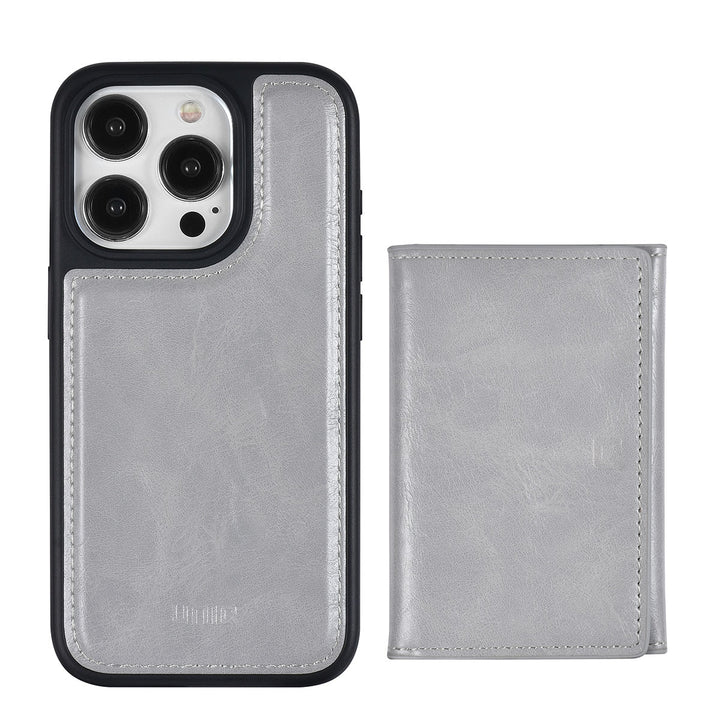 UNIQAccessory iPhone 15 Pro Backcover hoesje met afneembare Pasjeshouder - Grijs-Hoesjes-Ilumina Benelux
