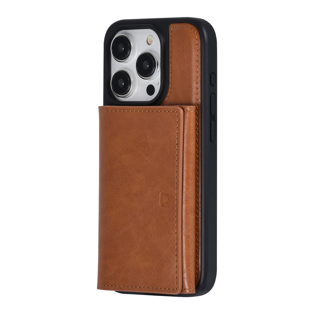 UNIQAccessory iPhone 15 Pro Backcover hoesje - met afneembare Pasjeshouder - LichtBruin-Hoesjes-Ilumina Benelux