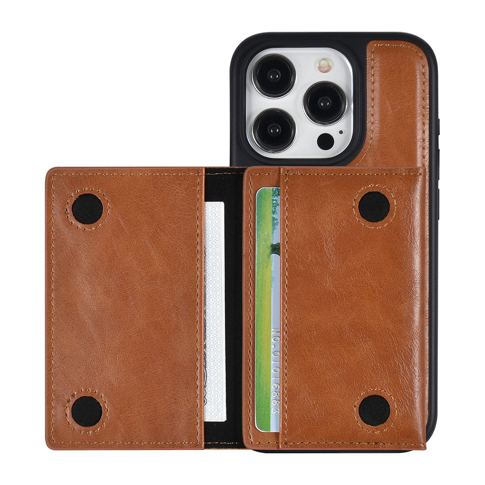 UNIQAccessory iPhone 15 Pro Backcover hoesje - met afneembare Pasjeshouder - LichtBruin-Hoesjes-Ilumina Benelux
