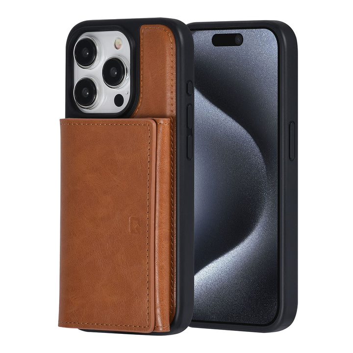 UNIQAccessory iPhone 15 Pro Backcover hoesje - met afneembare Pasjeshouder - LichtBruin-Hoesjes-Ilumina Benelux