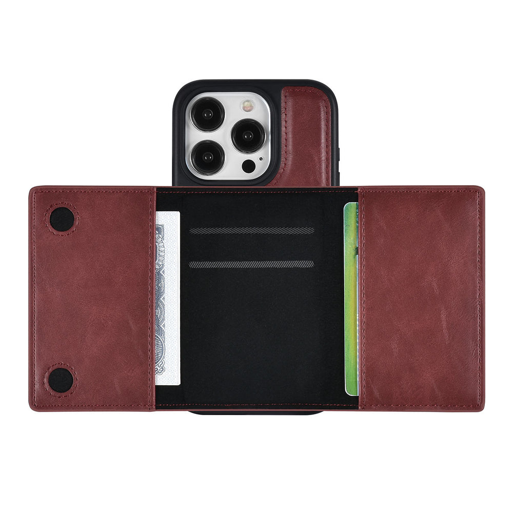 UNIQAccessory iPhone 15 Pro Backcover hoesje met afneembare Pasjeshouder - Rood-Hoesjes-Ilumina Benelux