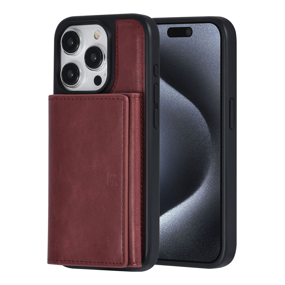 UNIQAccessory iPhone 15 Pro Backcover hoesje met afneembare Pasjeshouder - Rood-Hoesjes-Ilumina Benelux