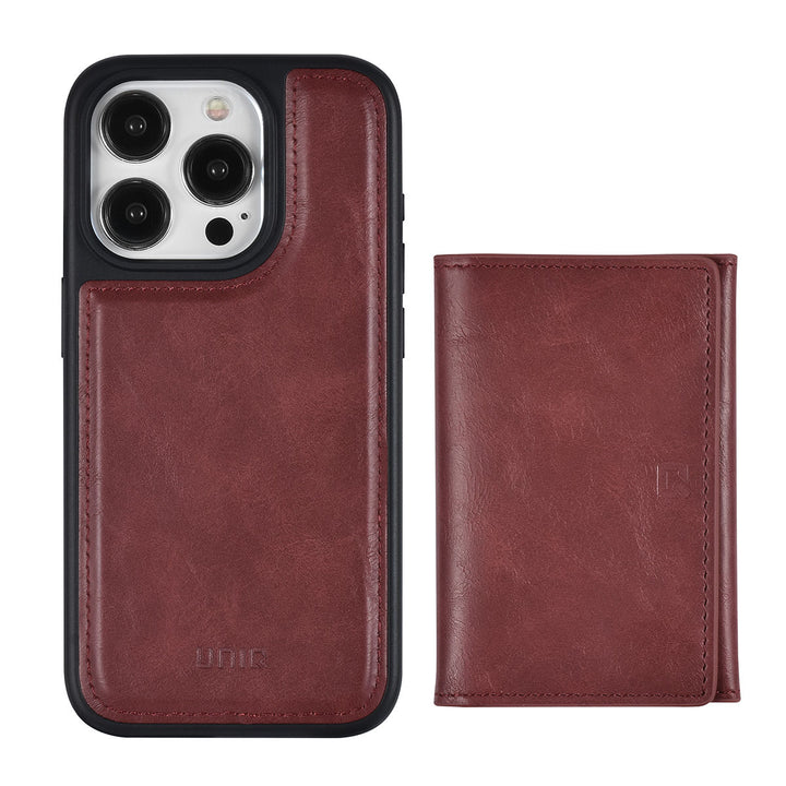 UNIQAccessory iPhone 15 Pro Backcover hoesje met afneembare Pasjeshouder - Rood-Hoesjes-Ilumina Benelux