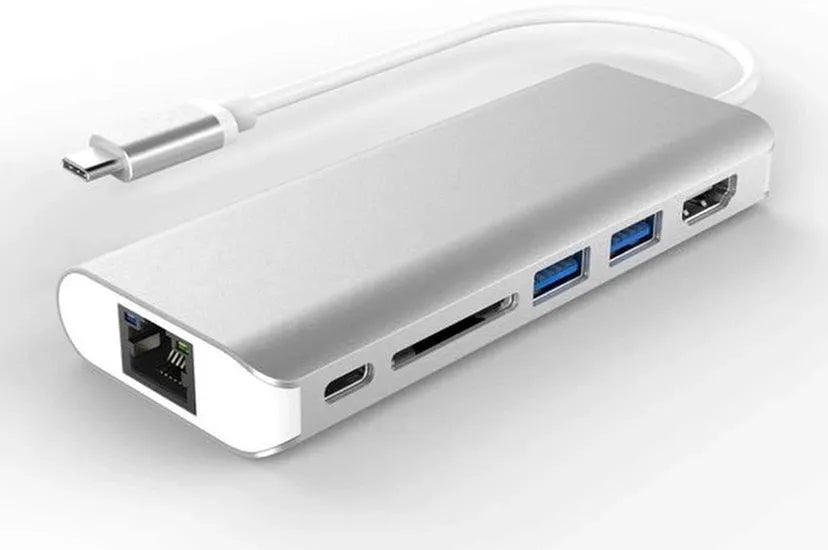 USB-C Hub – 6-in-1 Adapter – 4K HDMI – 1Gbps Ethernet – 60W PD – Geschikt voor MacBook & USB-C laptops-Ilumina Benelux