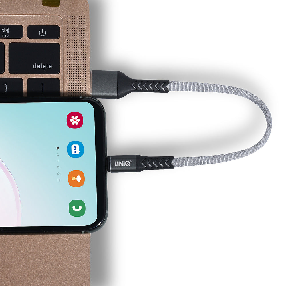 USB Type-C Cable 20cm snellader dataoverdracht Grijs - Nylon-USB-Kabels-Ilumina Benelux