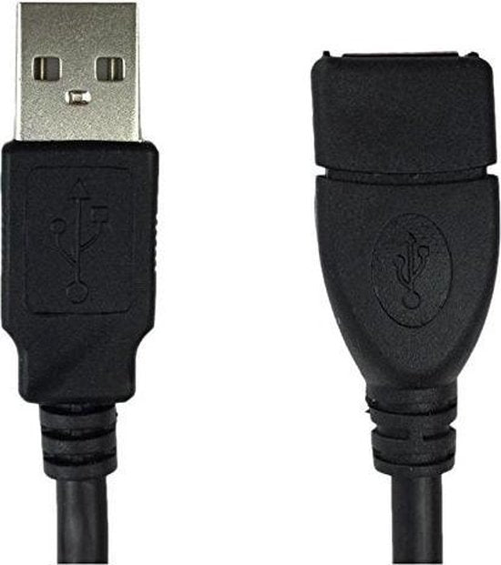 USB Verlengkabel – USB 2.0 A Male naar Female – Geschikt voor PC/PlayStation Classic/Console/Smartphone – 5 Meter – Zwart-Verlengkabel-Ilumina Benelux