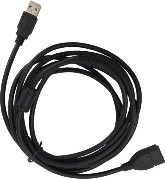 USB Verlengkabel – USB 2.0 A Male naar Female – Geschikt voor PC/PlayStation Classic/Console/Smartphone – 5 Meter – Zwart-Verlengkabel-Ilumina Benelux