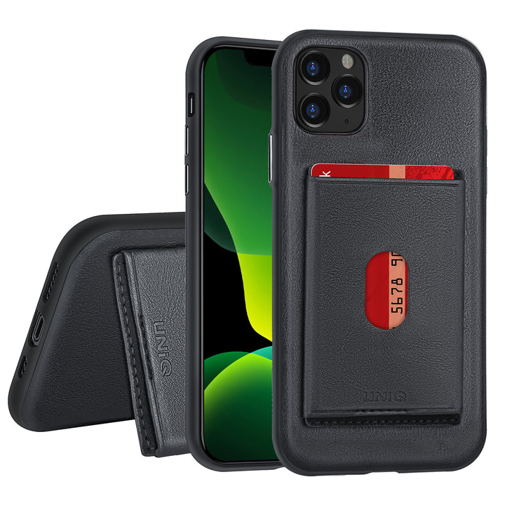 Uniq accessory Apple iPhone 11 Pro Max Zwart Backcover hoesje Pasjeshouder-Hoesjes-Ilumina Benelux