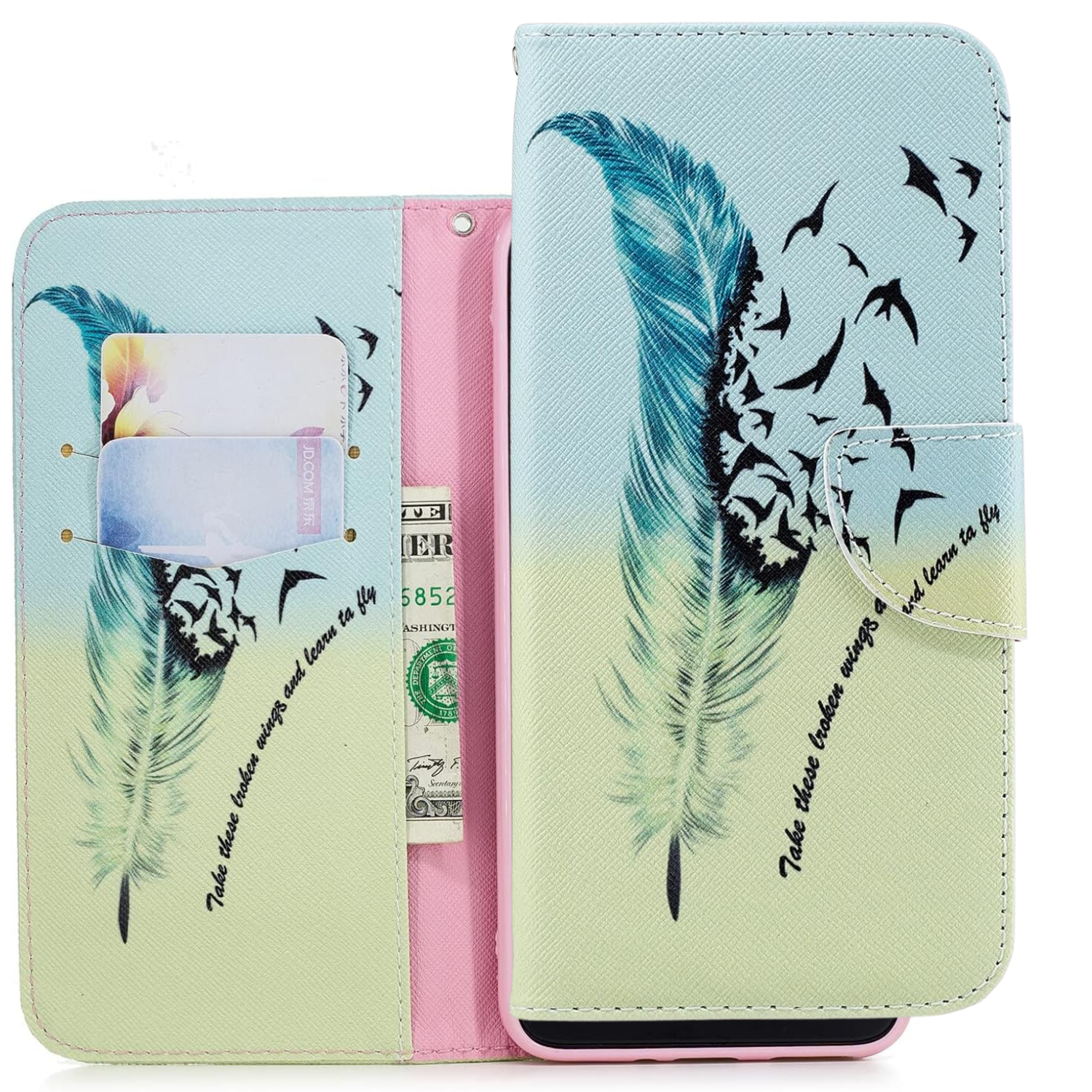 Samsung Galaxy M31 Hoesjes – Bookcase Portemonnee Hoes – Magneetsluiting – Print Veer – Zwart